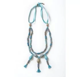 IDEES CREATIVES : Tuto - Réception chic - Le sautoir bleu « papier » son collier, son bracelet et ses boucles d’oreilles