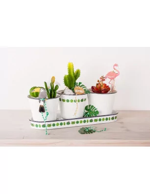 AFFAIRES : Plateau en zinc avec 3 pots 'Rayher' 30.5x2.5 cm