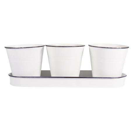 AFFAIRES : Plateau en zinc avec 3 pots 'Rayher' 30.5x2.5 cm