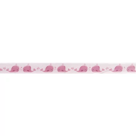 SCRAPBOOKING : Ruban déco 'Rayher' Bébé Baleine Rose 25 mm x 1 m