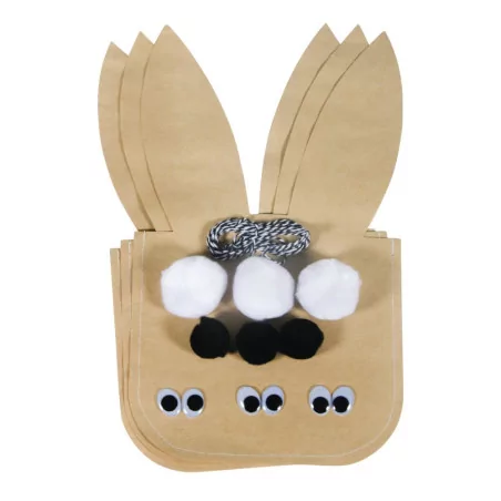 Lot de 3 sachets en papier kraft avec accessoires 'Rayher' Lapin de Pâques 17x28 cm
