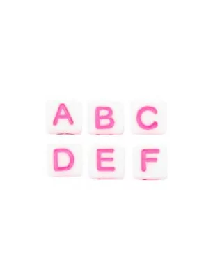 BIJOUX : Sachet de 400 Perles lettres acryliques 'La Fourmi Créative' Blanc/rose 6 mm