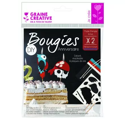 ENFANTS : Kit 2 bougies anniversaire 'Graine Créative' Pirate