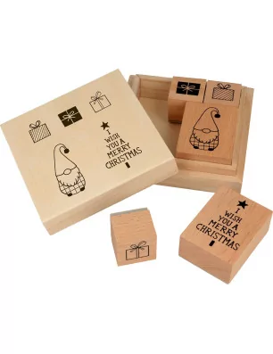 SCRAPBOOKING : Set de 5 tampons bois 'Artemio - Imagine Christmas' 11.6x11.6x4 cm