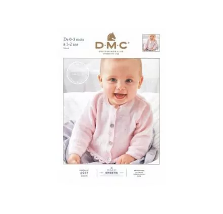 LIVRES : Brochure 'DMC' Modèle 6977 Gilet encolure ronde et bonnet