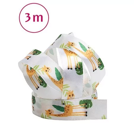 SCRAPBOOKING : Ruban de satin 'Hotex' Blanc Girafe 1.5 cm x 3 m