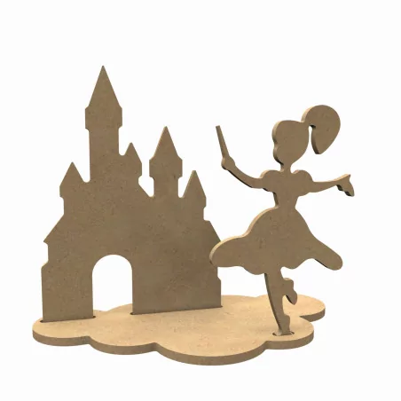 Kit Déco en bois 3D 'Gomille' Fée et Chateau 24 cm x 17 cm