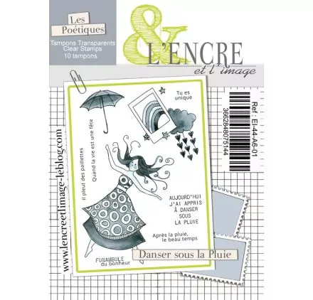 SCRAPBOOKING : 10 Tampons transparents A6 'L'Encre et l'Image - Collection 44: L'Embellie' Danser sous la pluie SCRAPBOOKING : 10 Tampons transparents A6 'L'Encre et l'Image - Collection 44: L'Embellie' Danser sous la pluie