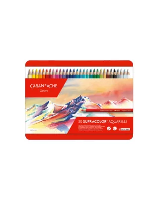 CRAYONS : Boîte de 30 crayons de couleur aquarellables 'Caran d'Ache - Supracolor'
