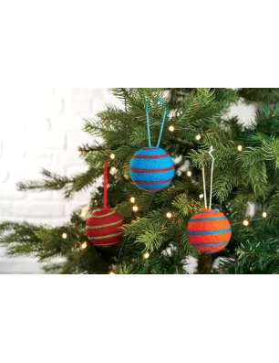 KITS DE NOEL : Kit créatif 'Docrafts - Simply Make' Boules de sapin en laine à feutrer