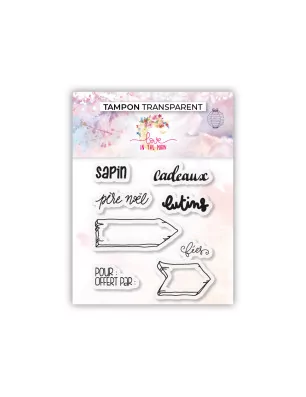 TAMPONS TRANSPARENTS : Tampons transparents 'Love In The Moon - Magie de Noël' Pancartes Sapin, Cadeaux