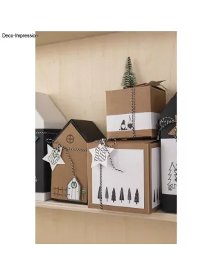 SUPPORTS A DECORER : Lot de 6 boîtes à monter 'Rayher' Kraft 7.5x7.5x7.5 cm