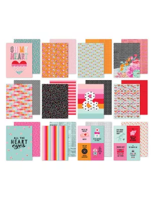 PAPIERS SCRAPBOOKING : Assortiment de 24 papiers doubles 15 x 20 cm 'Simple Stories - Heart Eyes'