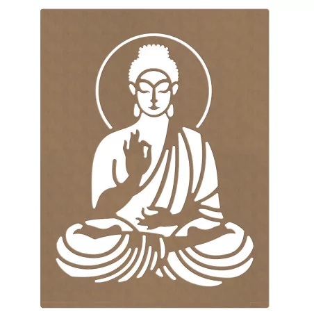 SUPPORTS A DECORER : Support en bois 'Gomille' Bouddha 42 x 55 cm