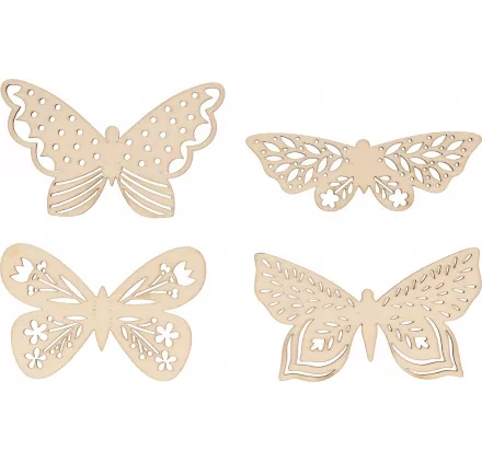 SUPPORTS A DECORER : Lot de 4 Silhouettes en bois 'Artemio - Mariposa' Papillons SUPPORTS A DECORER : Lot de 4 Silhouettes en bois 'Artemio - Mariposa' Papillons