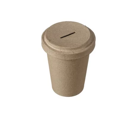 SUPPORTS A DECORER : Tirelire en papier mâché 'Efco' Coffee to go 9.5x12.5 cm