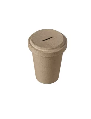 SUPPORTS A DECORER : Tirelire en papier mâché 'Efco' Coffee to go 9.5x12.5 cm