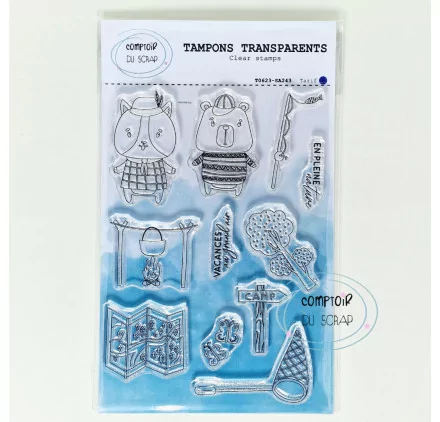 SCRAPBOOKING : Tampons transparents 'Comptoir du Scrap - Echappée Belle' Sur le camp