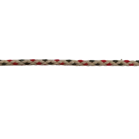 ART DU FIL : Cordon tressé rond '3B Com' Rouge/Kaki/Beige 5 mm x 1 m