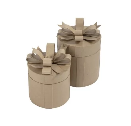 SUPPORTS A DECORER : Lot de 2 boîtes cadeaux en papier mâché 'Decopatch' Rondes SUPPORTS A DECORER : Lot de 2 boîtes cadeaux en papier mâché 'Decopatch' Rondes