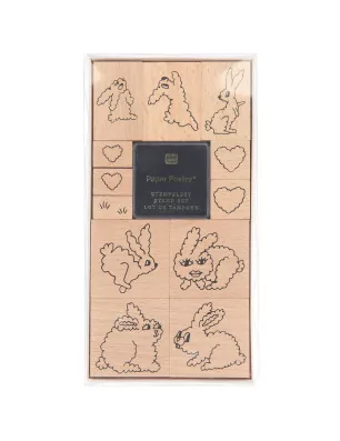 SCRAPBOOKING : Set de tampons bois 'Rico Design - Paper Poetry' Lapins