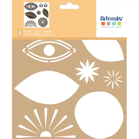 POCHOIRS : Lot de 2 Pochoirs 'Artemio - Boho' 20x20 cm