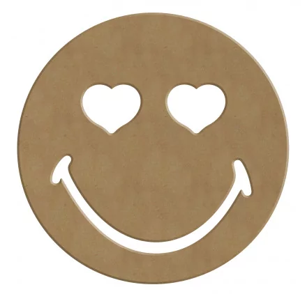 SUPPORTS A DECORER : Smiley Yeux Coeurs en bois 'Gomille' 14x14 cm SUPPORTS A DECORER : Smiley Yeux Coeurs en bois 'Gomille' 14x14 cm