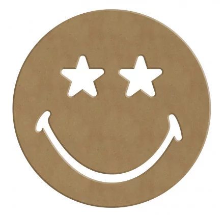 SUPPORTS A DECORER : Smiley Yeux Etoiles en bois 'Gomille' 14x14 cm SUPPORTS A DECORER : Smiley Yeux Etoiles en bois 'Gomille' 14x14 cm