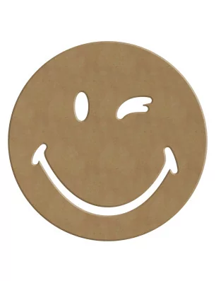 SUPPORTS A DECORER : Smiley Clin d'oeil en bois 'Gomille' 14x14 cm