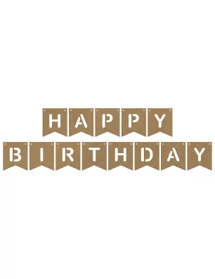 SUPPORTS A DECORER : Fanions en bois 'Gomille' Happy Birthday