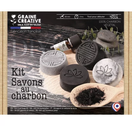 MODELAGE ET MOULAGE : Kit DIY 'Graine Créative' Savons au charbon MODELAGE ET MOULAGE : Kit DIY 'Graine Créative' Savons au charbon