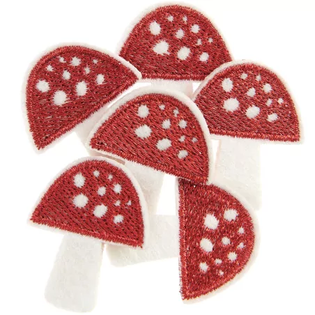 SCRAPBOOKING : Lot de 8 embellissements en feutrine 'Rico Design' Amanites brodées