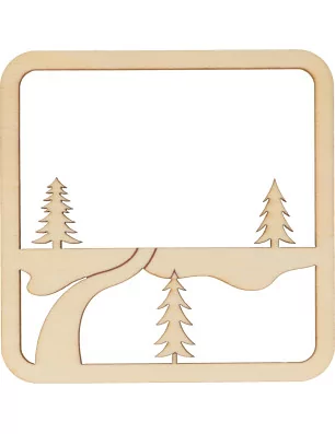SUPPORTS A DECORER : Silhouette relief en bois à suspendre 'Artemio - Home For Christmas' Maison 13.5x11 cm