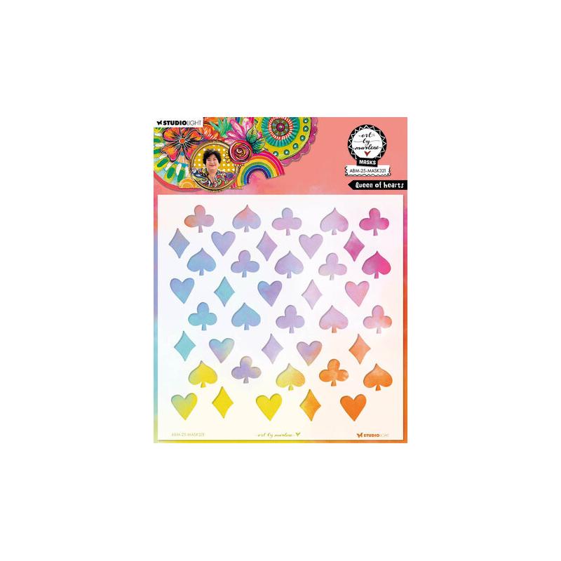 SCRAPBOOKING : Mask 20x20 'Studio Light' Art by Marlene Queen of hearts
