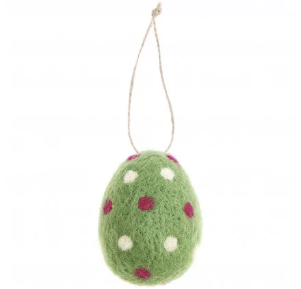 DECORATION DE SAPIN : Pendentif oeuf à pois 'Rico Design' Vert