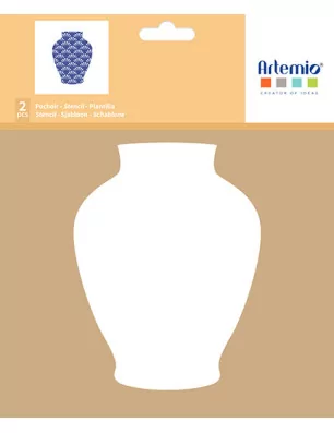 POCHOIRS : Lot de 2 Pochoirs 'Artemio - Bleu' Vase 20x20 cm
