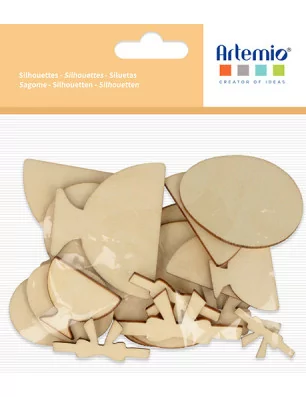 SCRAPBOOKING : Lot de 18 Mini Silhouettes en bois 'Artemio - Funny Eggs'