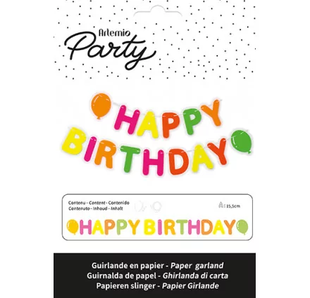 DECORATION DE FETES : Guirlande en papier 'Artemio - Artemio Party' Happy Birthday Fluo DECORATION DE FETES : Guirlande en papier 'Artemio - Artemio Party' Happy Birthday Fluo