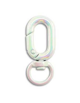 PORTE-CLES : Porte-clés en métal 'La Fourmi Créative' Ovale Blanc irisé 38x16 mm