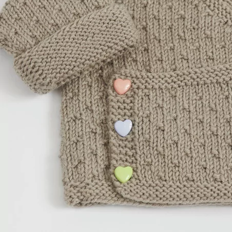 Lot de 6 Boutons en plastique à queue 'Rico Design' Coeurs pastels
