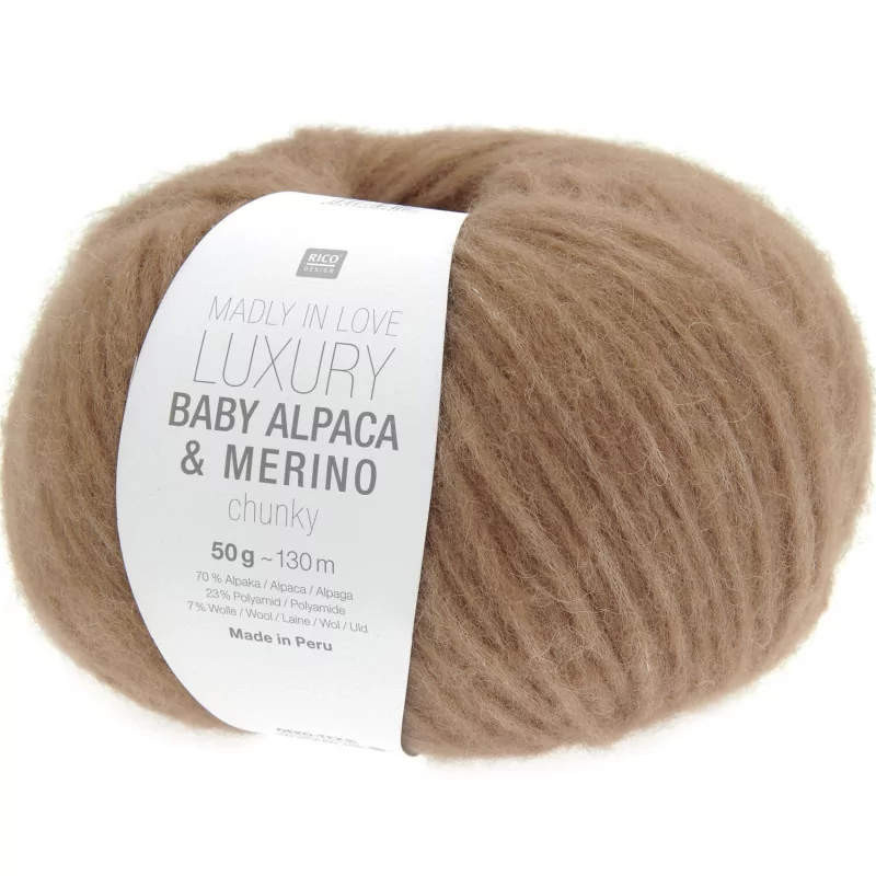 ART DU FIL : Pelote de laine 'Rico Design - Luxury Baby Alpaca + Merino Chunky' Cannelle 50g 130m ART DU FIL : Pelote de laine 'Rico Design - Luxury Baby Alpaca + Merino Chunky' Cannelle 50g 130m