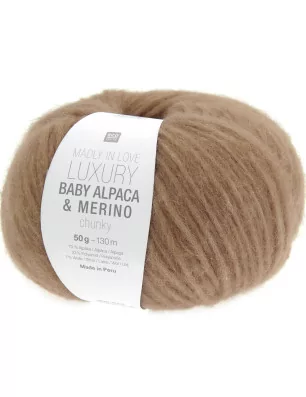 ART DU FIL : Pelote de laine 'Rico Design - Luxury Baby Alpaca + Merino Chunky' Cannelle 50g 130m