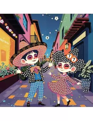 ENFANTS : Cartes à strasser 'Graine créative' Dia de los muertos