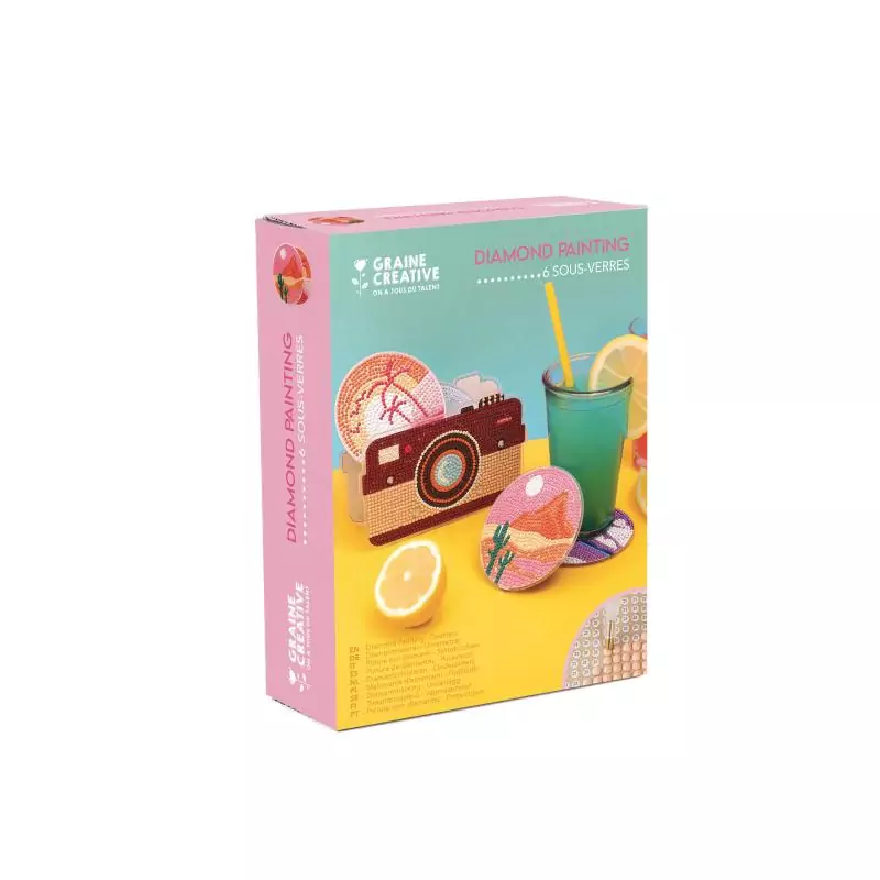 ENFANTS : Kit Diamond Painting 'Graine créative' 6 sous-verres ENFANTS : Kit Diamond Painting 'Graine créative' 6 sous-verres