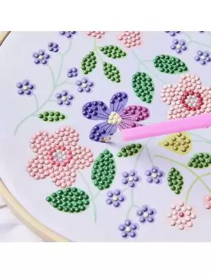 DECORATION : Kit Diamond Painting sur toile 'Rico Design' Fleurs 20 cm
